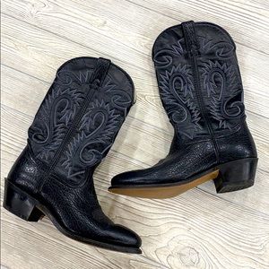 Durango Black Leather Cowboy Boots